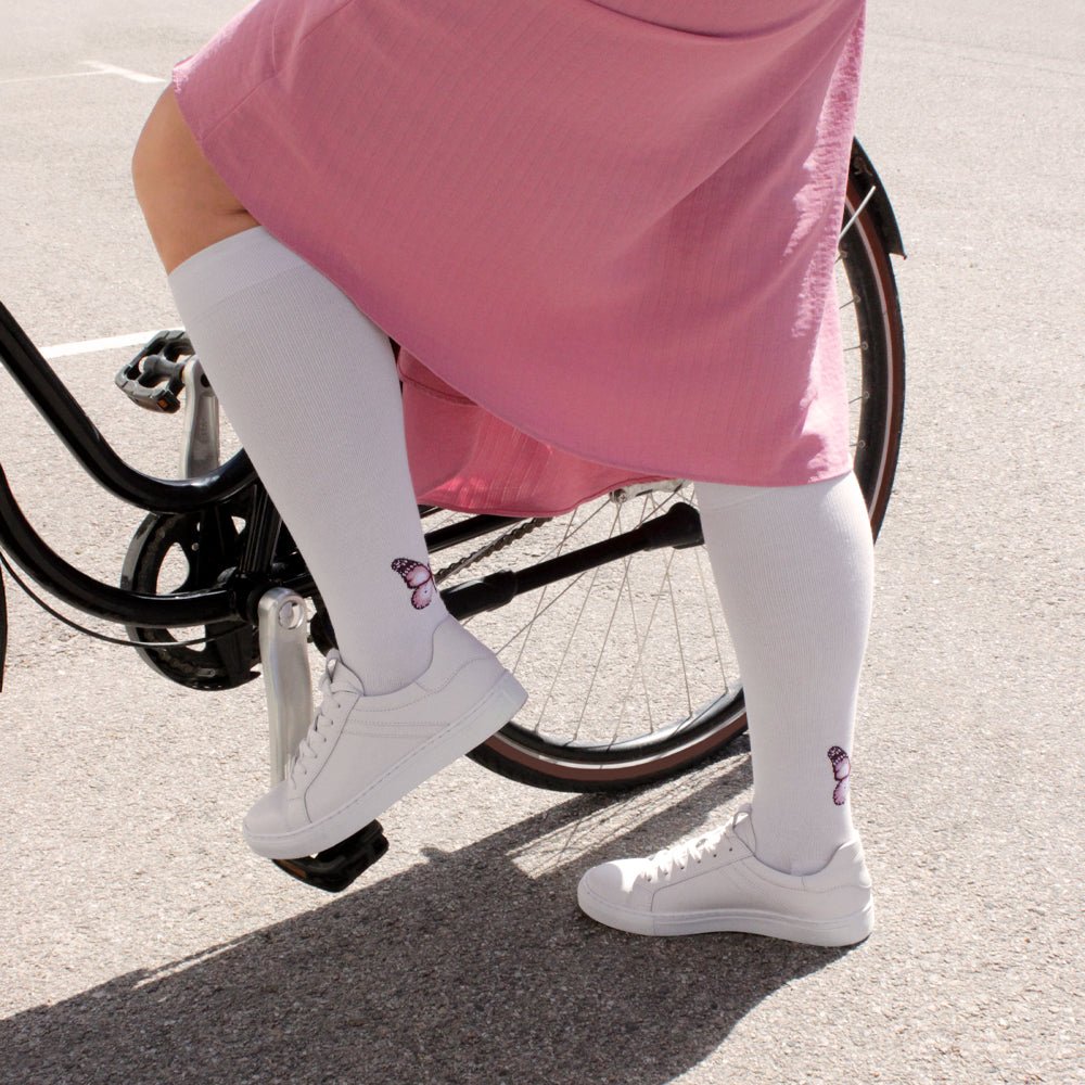 Minfot Wide Compression Socks Bamboo Butterfly White 1-Pack