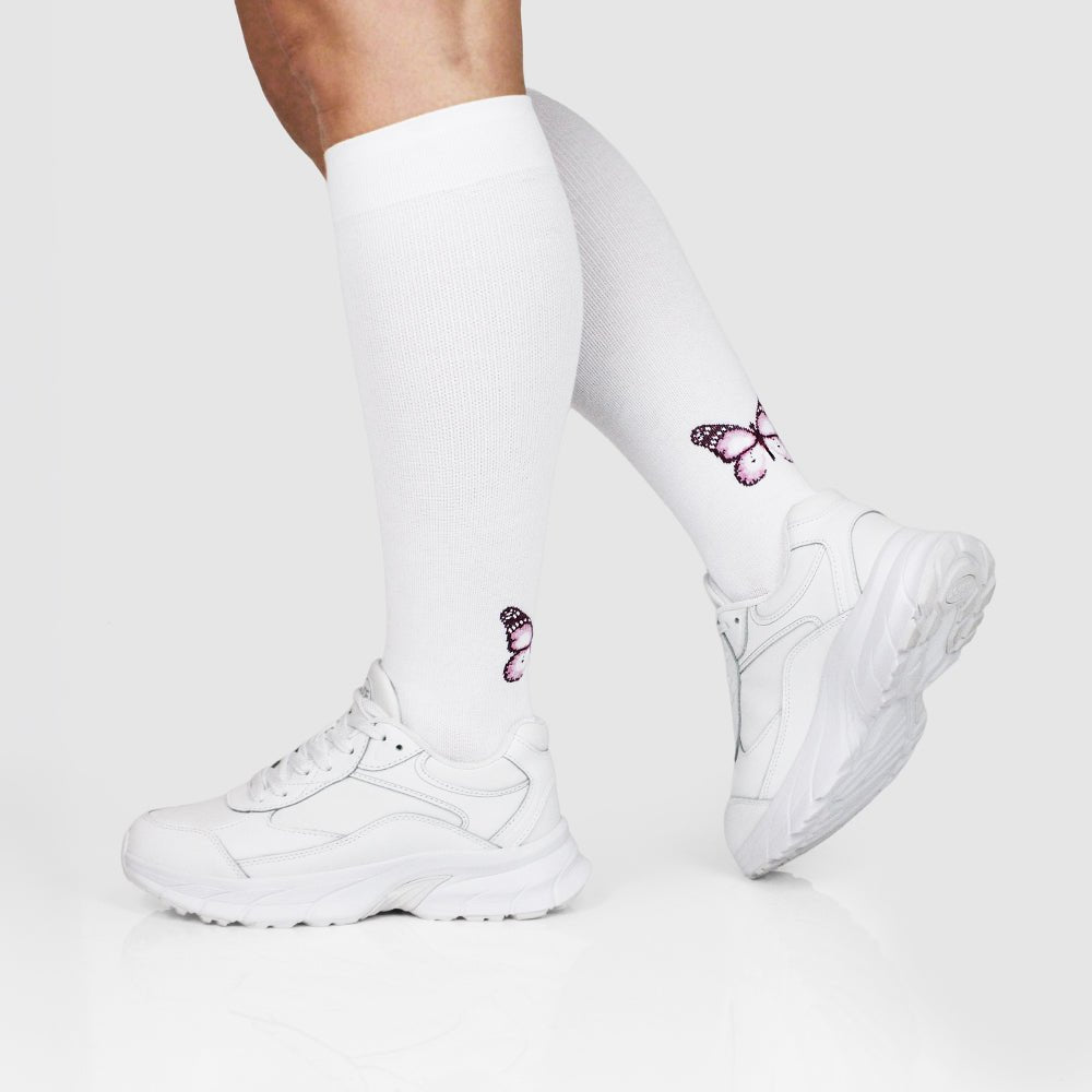 Minfot Wide Compression Socks Bamboo Butterfly White 1-Pack