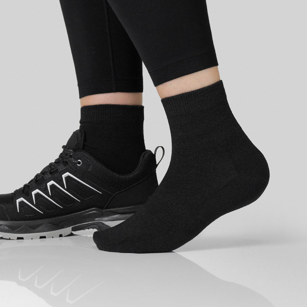 Minfot Merino Wool Socks Quarter Black 5-Pack