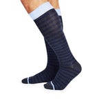 Minfot Compression Socks Organic Cotton Striped Grey Blue 1-pack