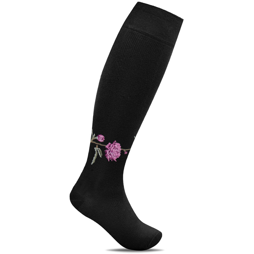 Minfot Wide Compression Socks Bamboo Peony Black 1-Pack