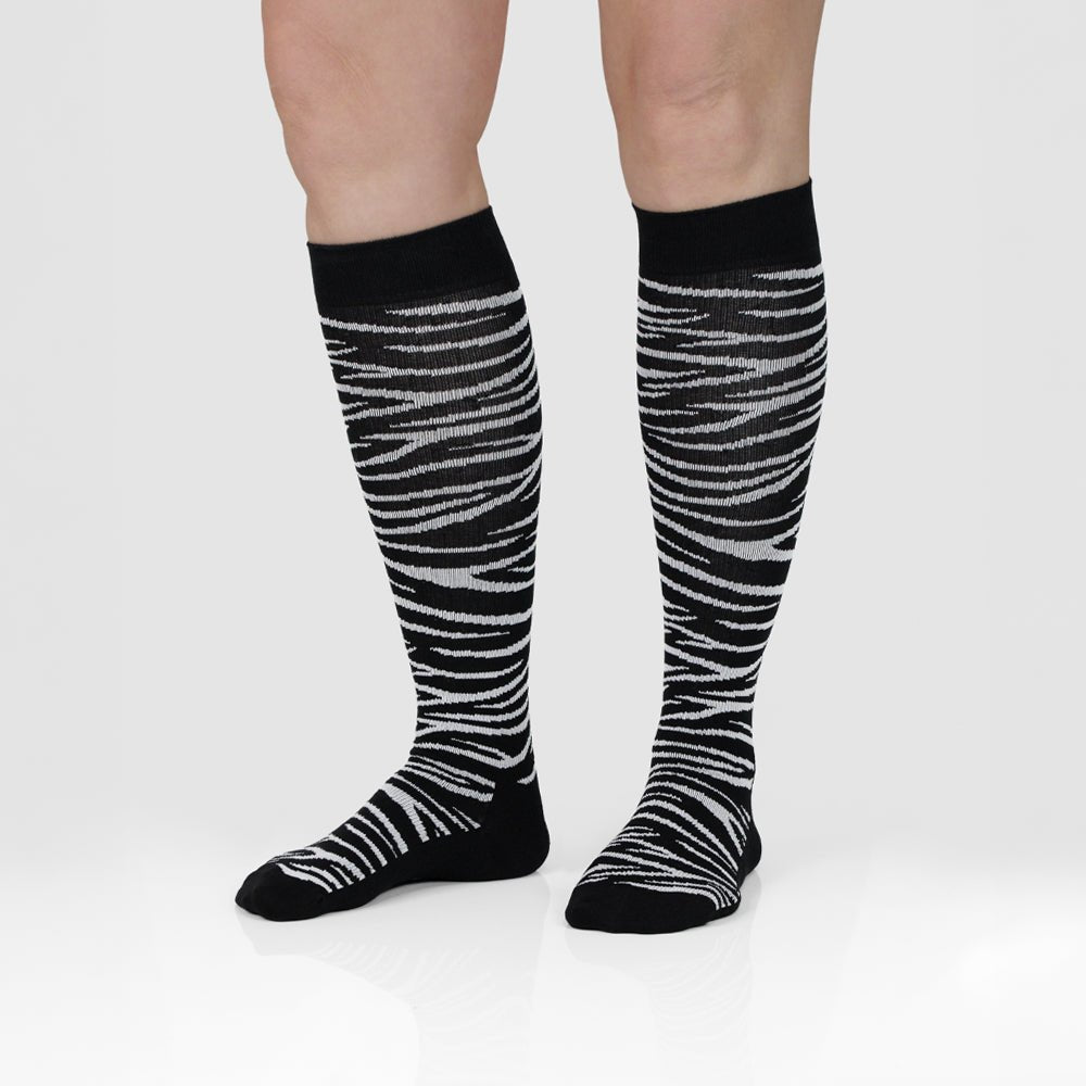 Minfot Stödstrumpor Bambu Zebra Svarta 1-pack