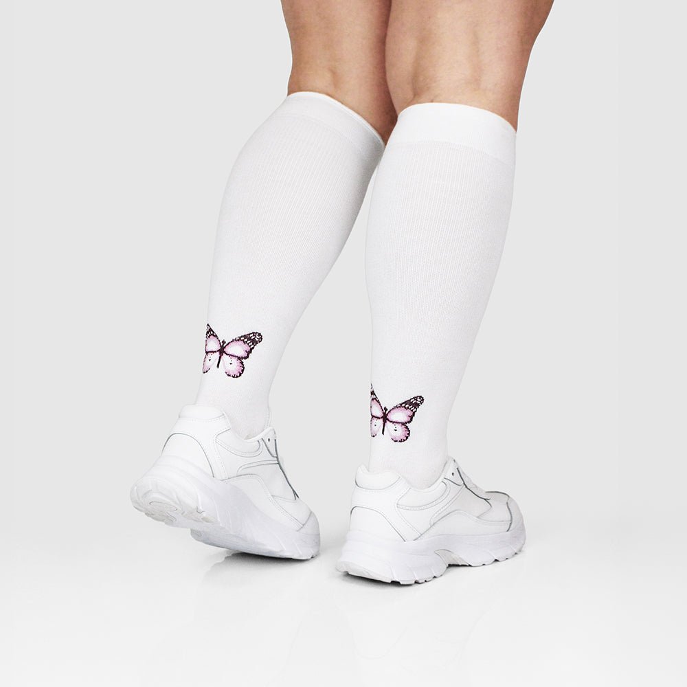 Minfot Wide Compression Socks Bamboo Butterfly White 1-Pack