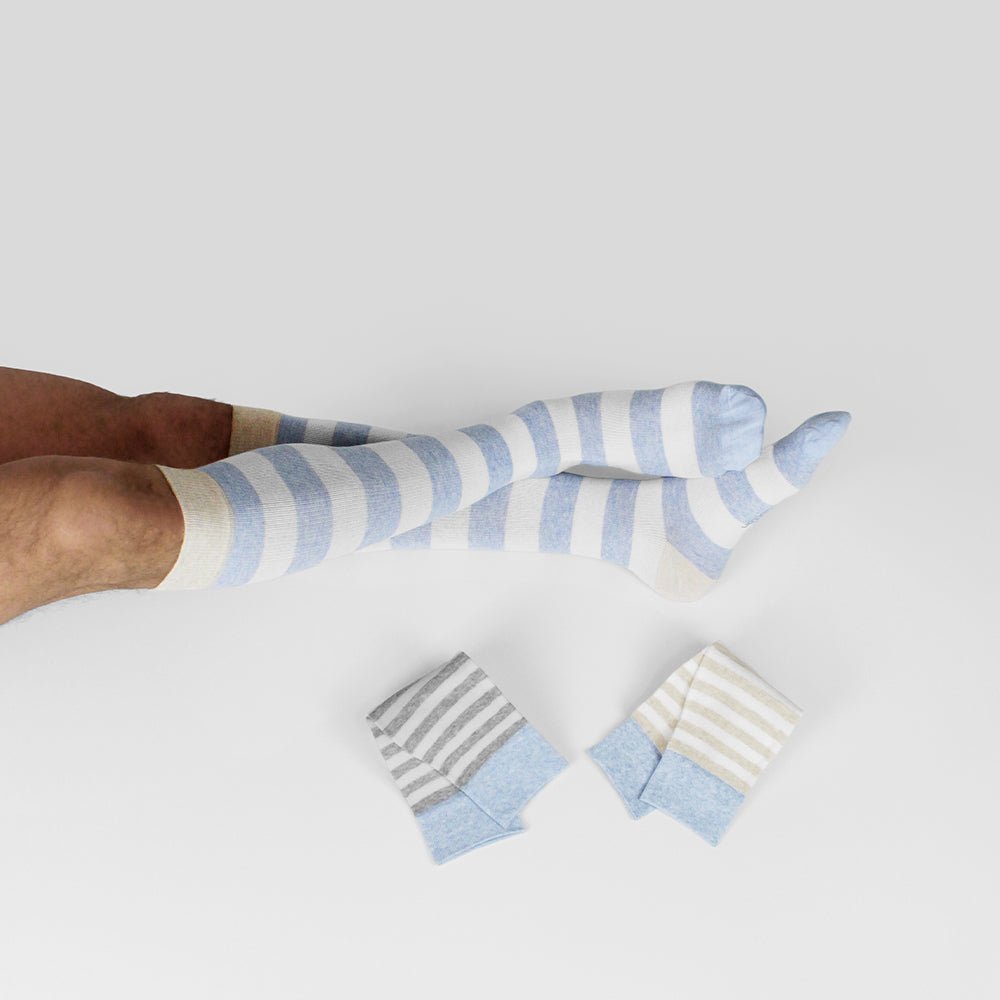 Minfot Striped Compression Socks Organic Cotton Beach 3-Pack