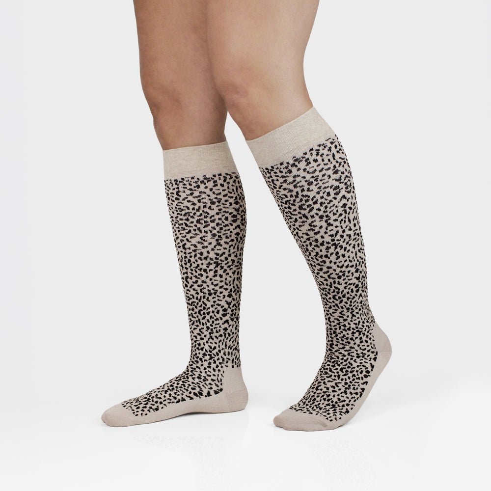 Minfot Stödstrumpor Ekologisk Bomull Leopard Beige 1-pack