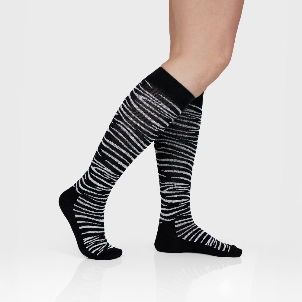 Minfot Stödstrumpor Bambu Zebra Svarta 1-pack