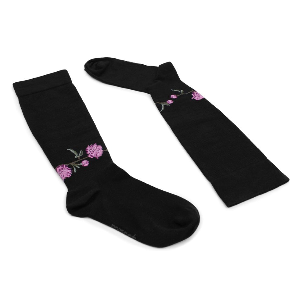 Minfot Wide Compression Socks Bamboo Peony Black 1-Pack