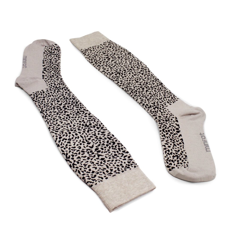 Minfot Stödstrumpor Ekologisk Bomull Leopard Beige 1-pack