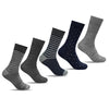 Minfot Merino Wool Socks Striped Navy Mix 5-Pack
