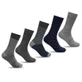 Minfot Merino Wool Socks Striped Navy Mix 5-Pack