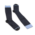 Minfot Compression Socks Organic Cotton Striped Grey Blue 1-pack