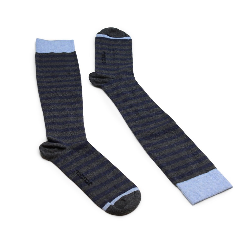 Minfot Compression Socks Organic Cotton Striped Grey Blue 1-pack