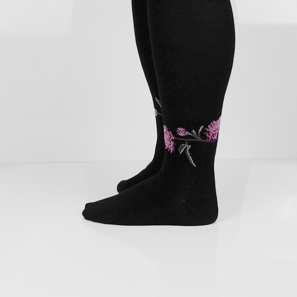 Minfot Wide Compression Socks Bamboo Peony Black 1-Pack
