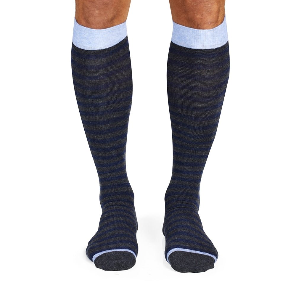 Minfot Compression Socks Organic Cotton Striped Grey Blue 1-pack