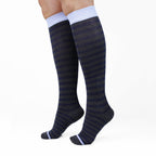 Minfot Compression Socks Organic Cotton Striped Grey Blue 1-pack