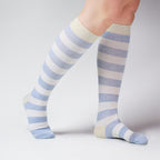 Minfot Striped Compression Socks Organic Cotton Light Blue and White 1-Pack