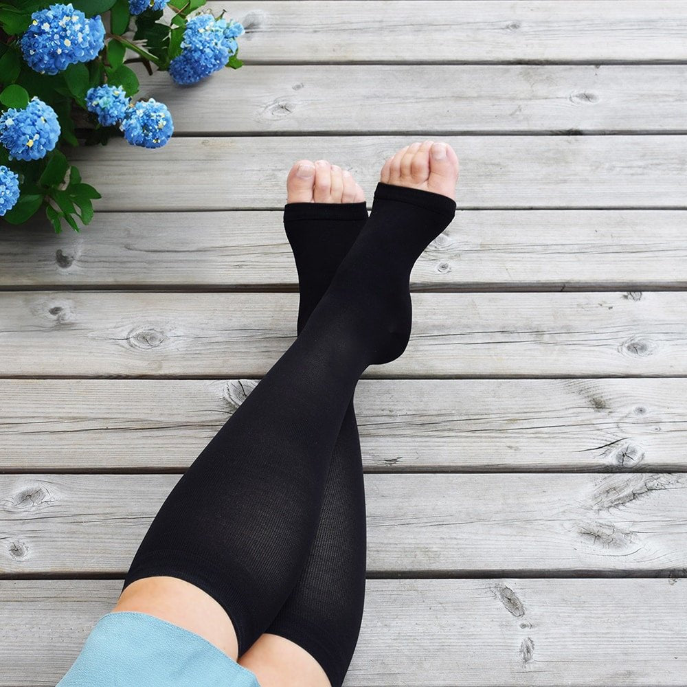 Minfot Thin Compression Socks Everyday Open Toe Black 1-Pack